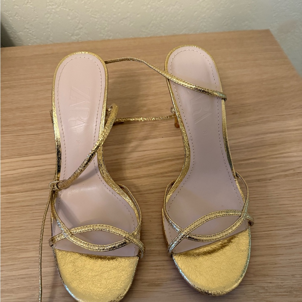 Zara Gold Strappy Women's heels
